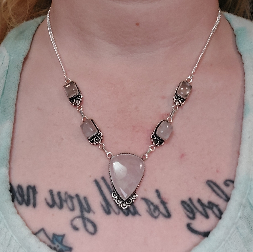 Rose Quartz Five Stone Necklace